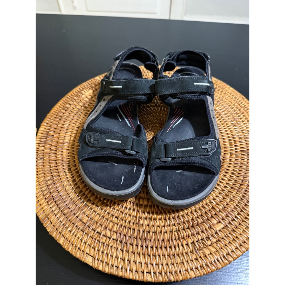 ECCO Offroad Hiking Sandals Womens 40 Black Gray Nubuck Strappy Walking Shoes